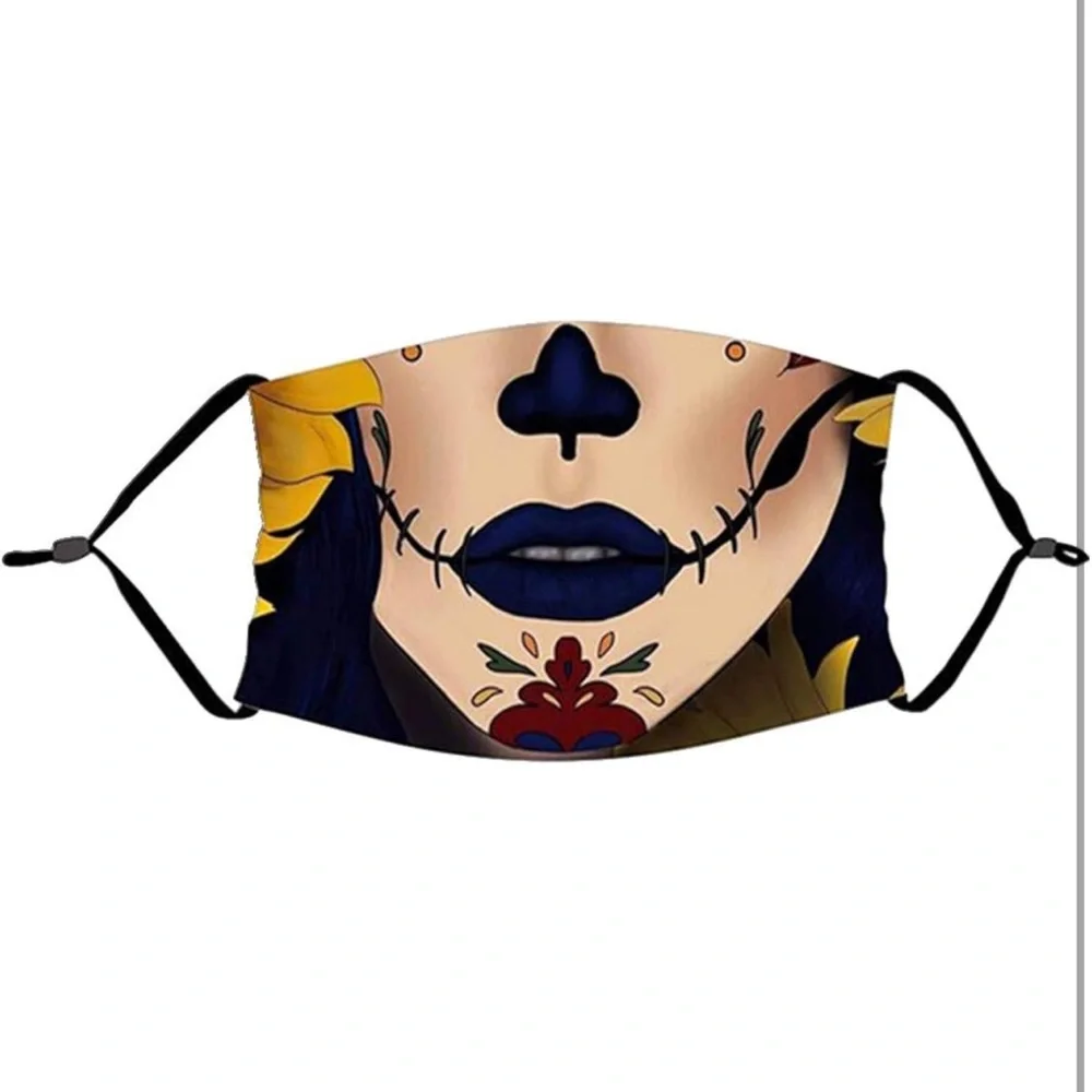 5pcs Scary Face Mask Protection Skull Print for Halloween. New!